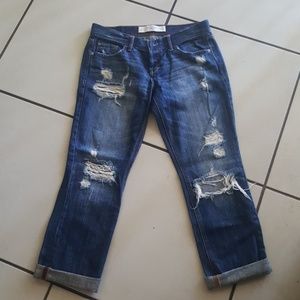 Distressed boyfriend jeans